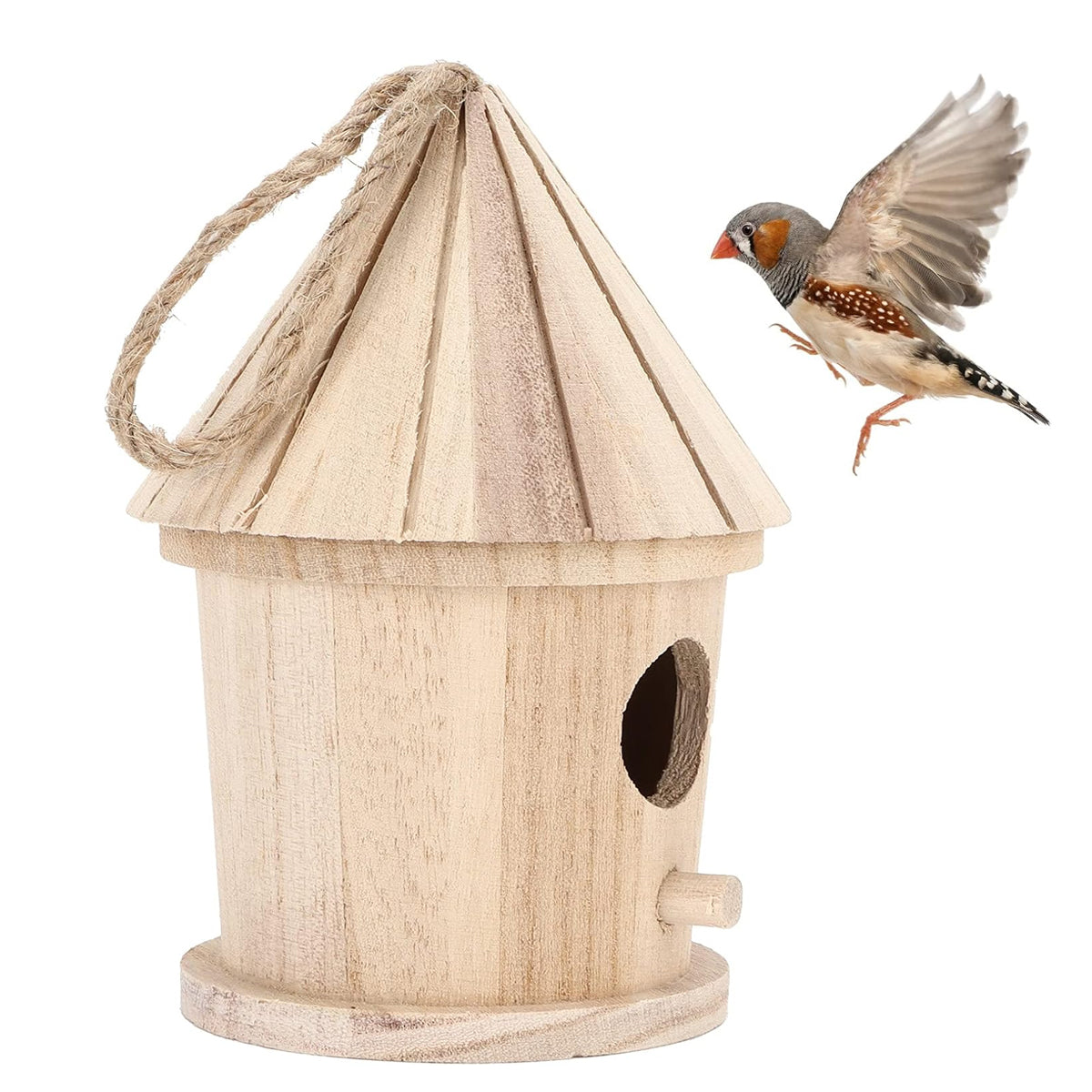 Handcrafted Wooden Bird Nest Hanging Decor