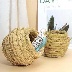 6PCS Handwoven Straw Bird Nest 12cm Natural Grass