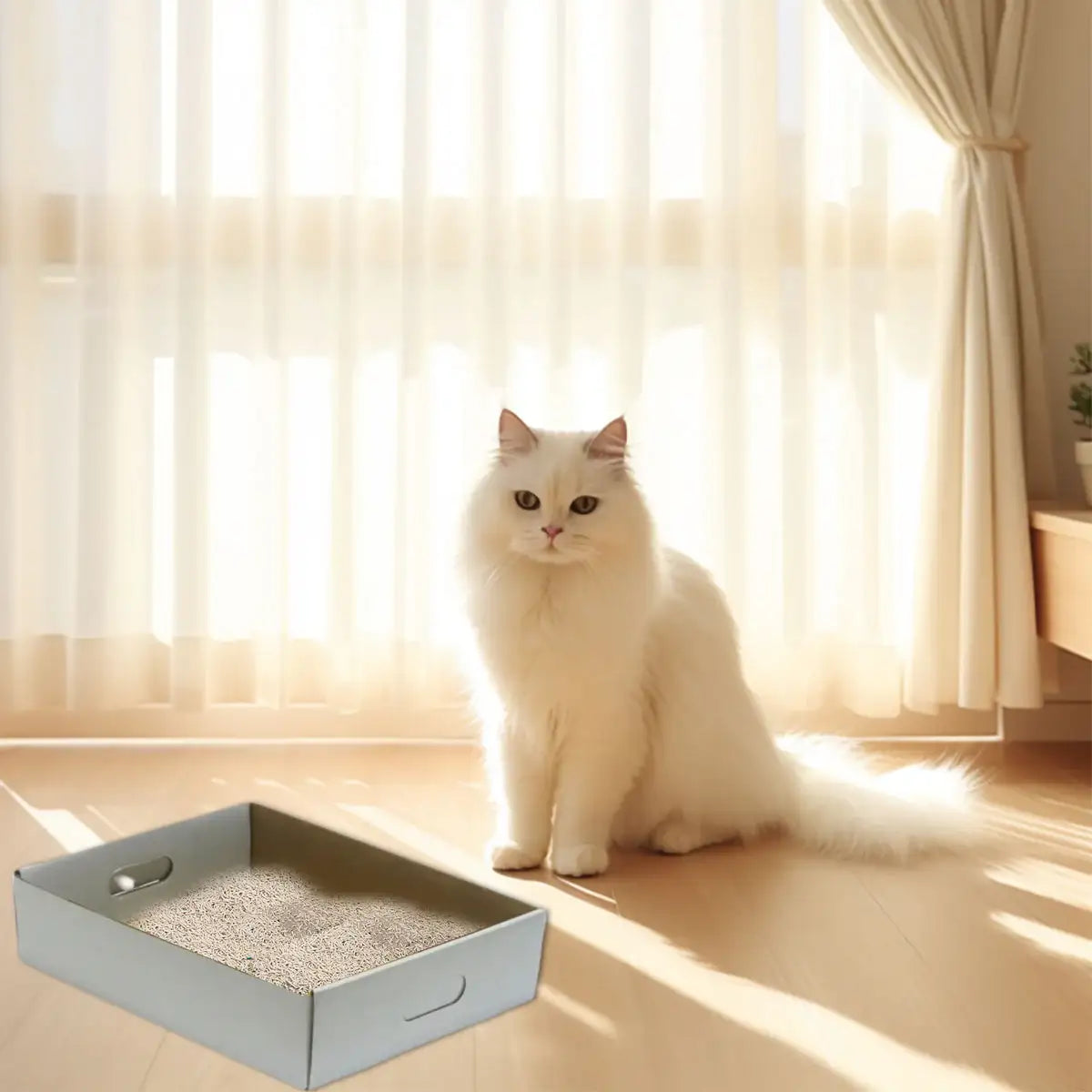 5PCS Foldable Disposable Cat Litter Boxes Waterproof Cardboard Design