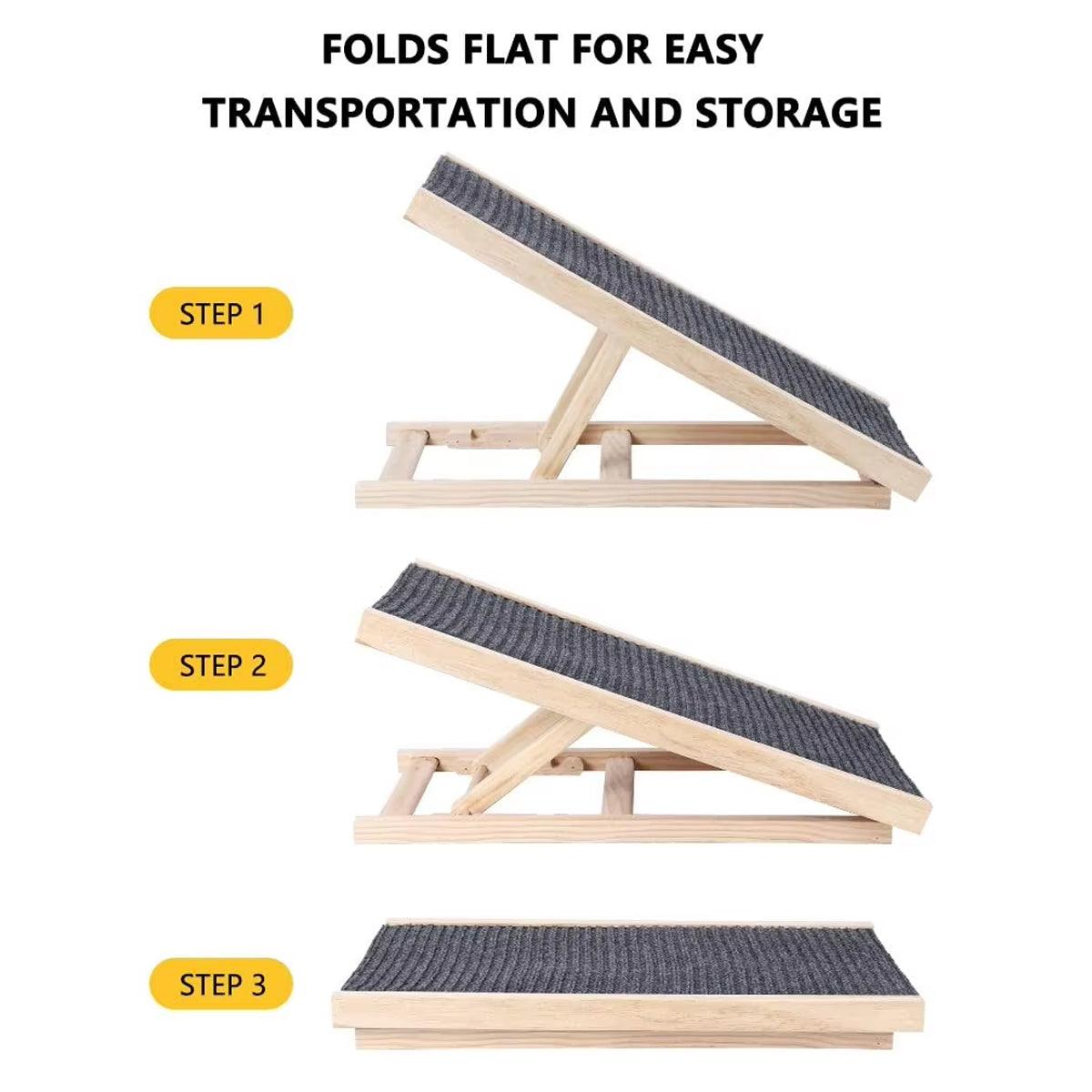 Adjustable Dog Ramp for Small Dogs Wooden Ramp with Non-Slip Surface