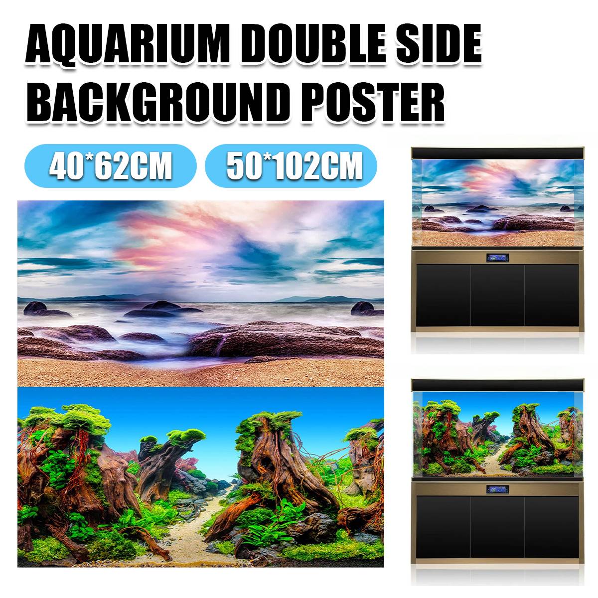 Double-Sided Aquarium Background Poster for Fish Tanks (2 Designs)