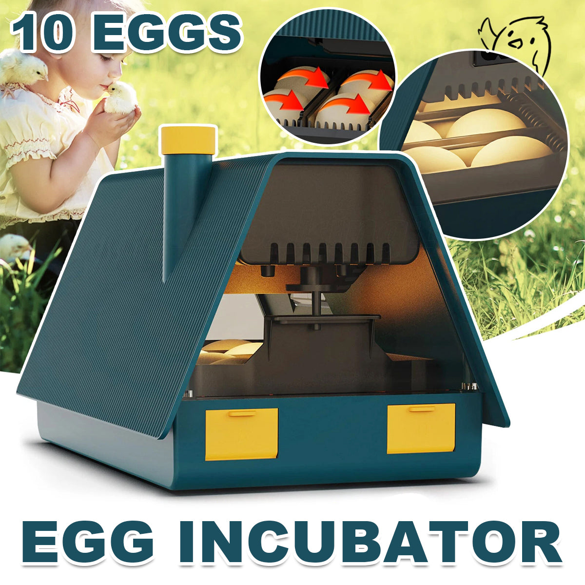 Smart 10 Egg Incubator With Automatic Turning & LED Candling