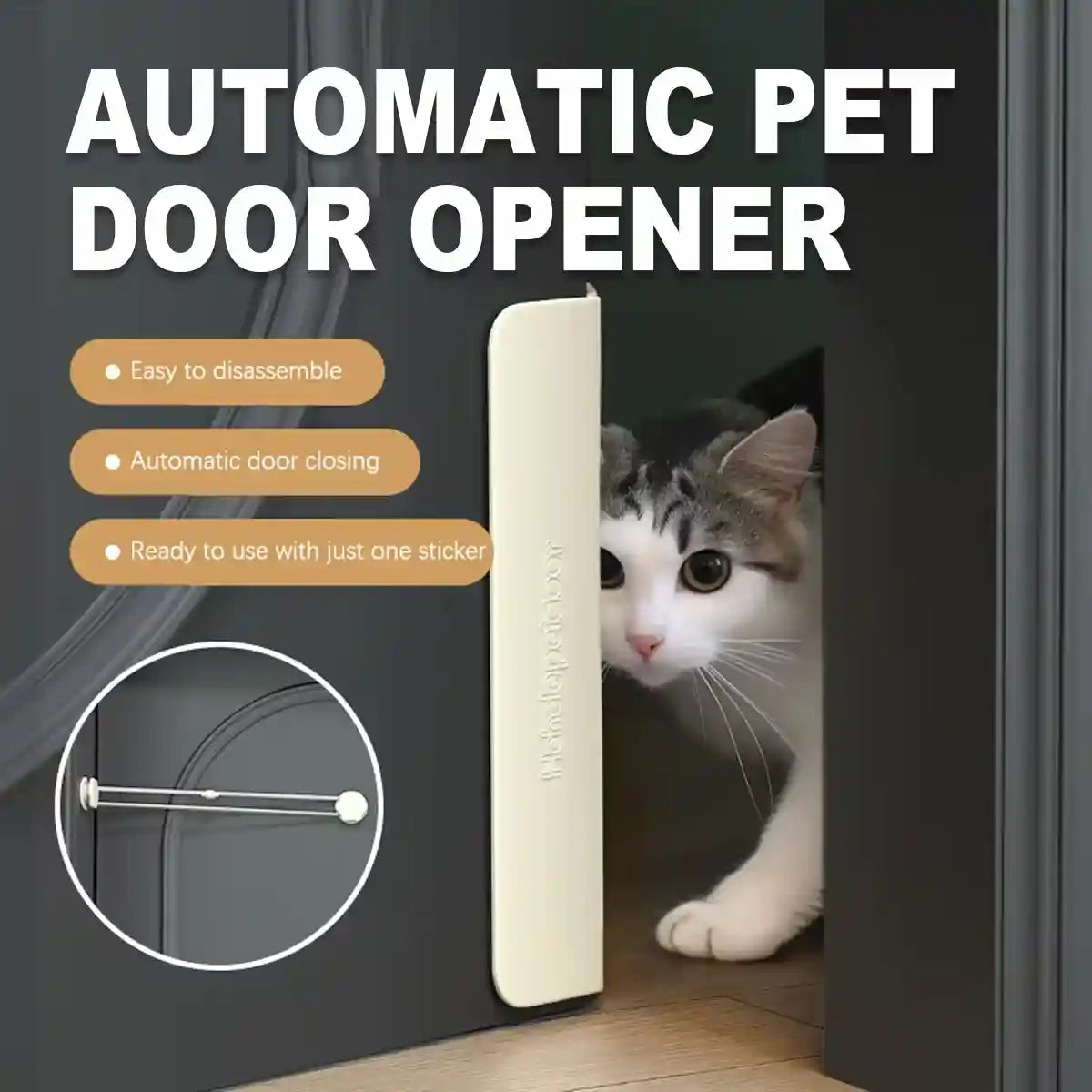 Automatic Cat Door Closer With Drill-Free Installation