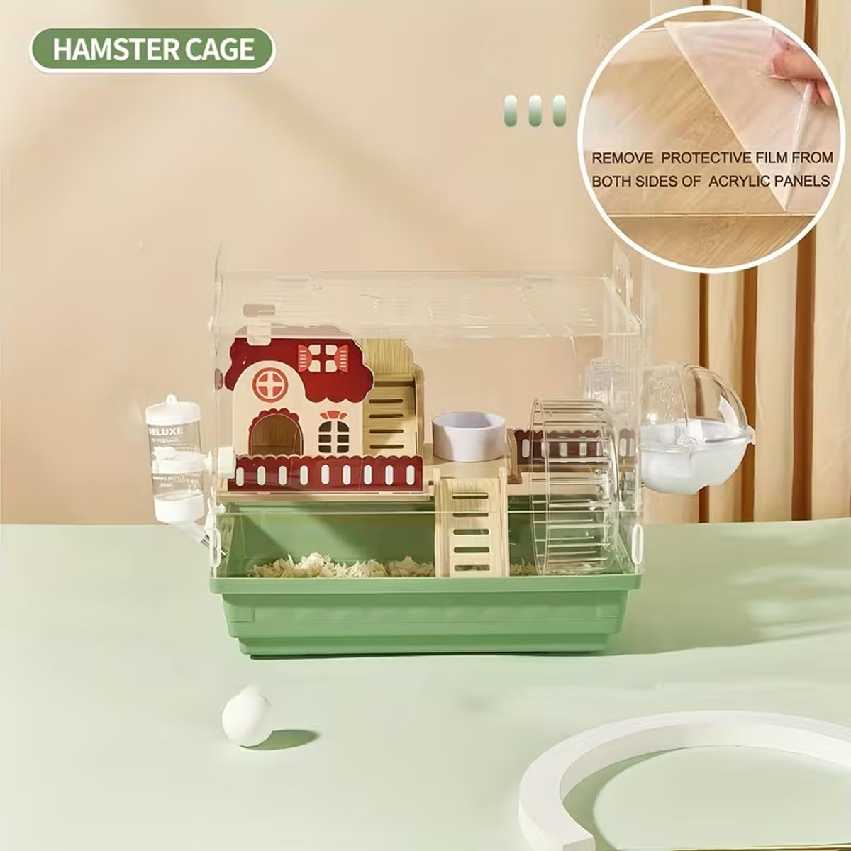 Acrylic Hamster Cage With Wheel And Accessories