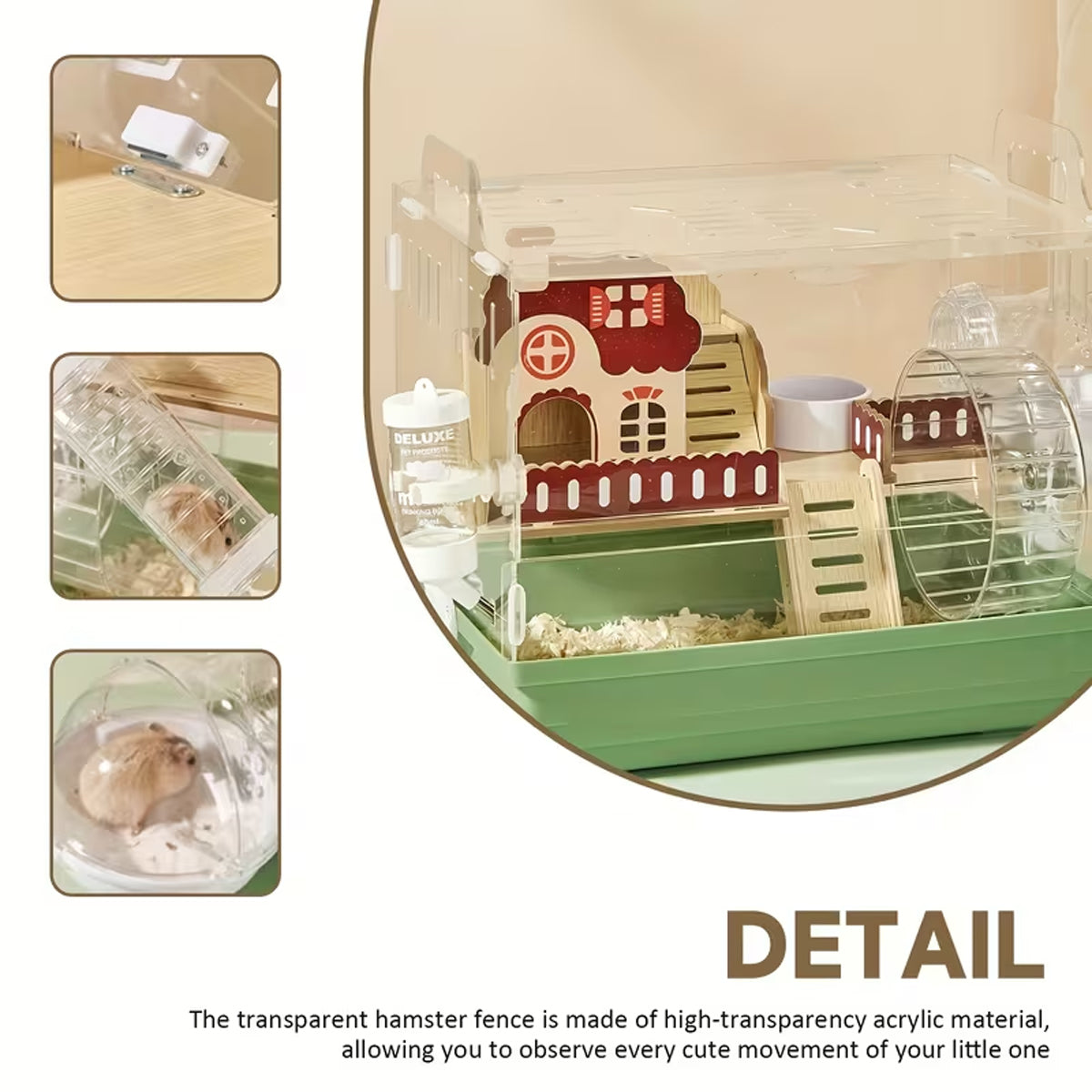 Acrylic Hamster Cage With Wheel And Accessories