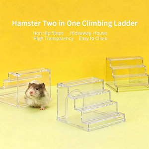 Acrylic Hamster Ladder Hideout House Clear Climbing Den