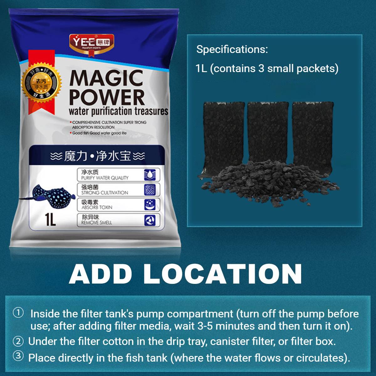 Activated Carbon Filter Media 2PCS - Aquarium Water Polish