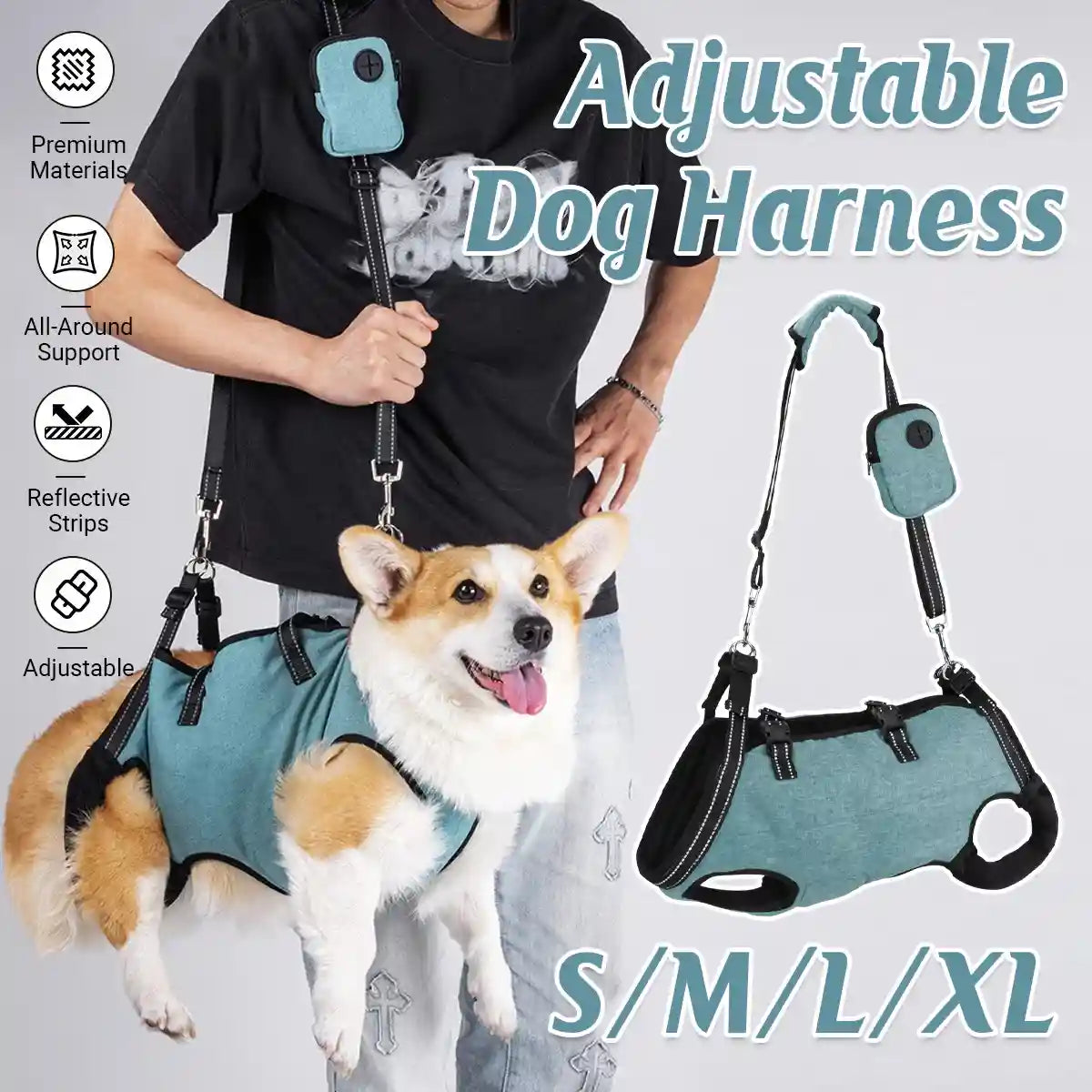 Adjustable Dog Harness Full-Body Support Lift Vest