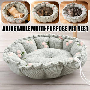Adjustable Pumpkin Cat Bed 2-in-1 Donut Nest Mat