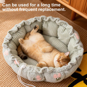 Adjustable Pumpkin Cat Bed 2-in-1 Donut Nest Mat
