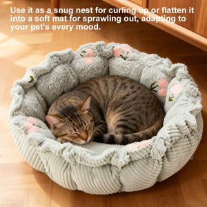 Adjustable Pumpkin Cat Bed 2-in-1 Donut Nest Mat