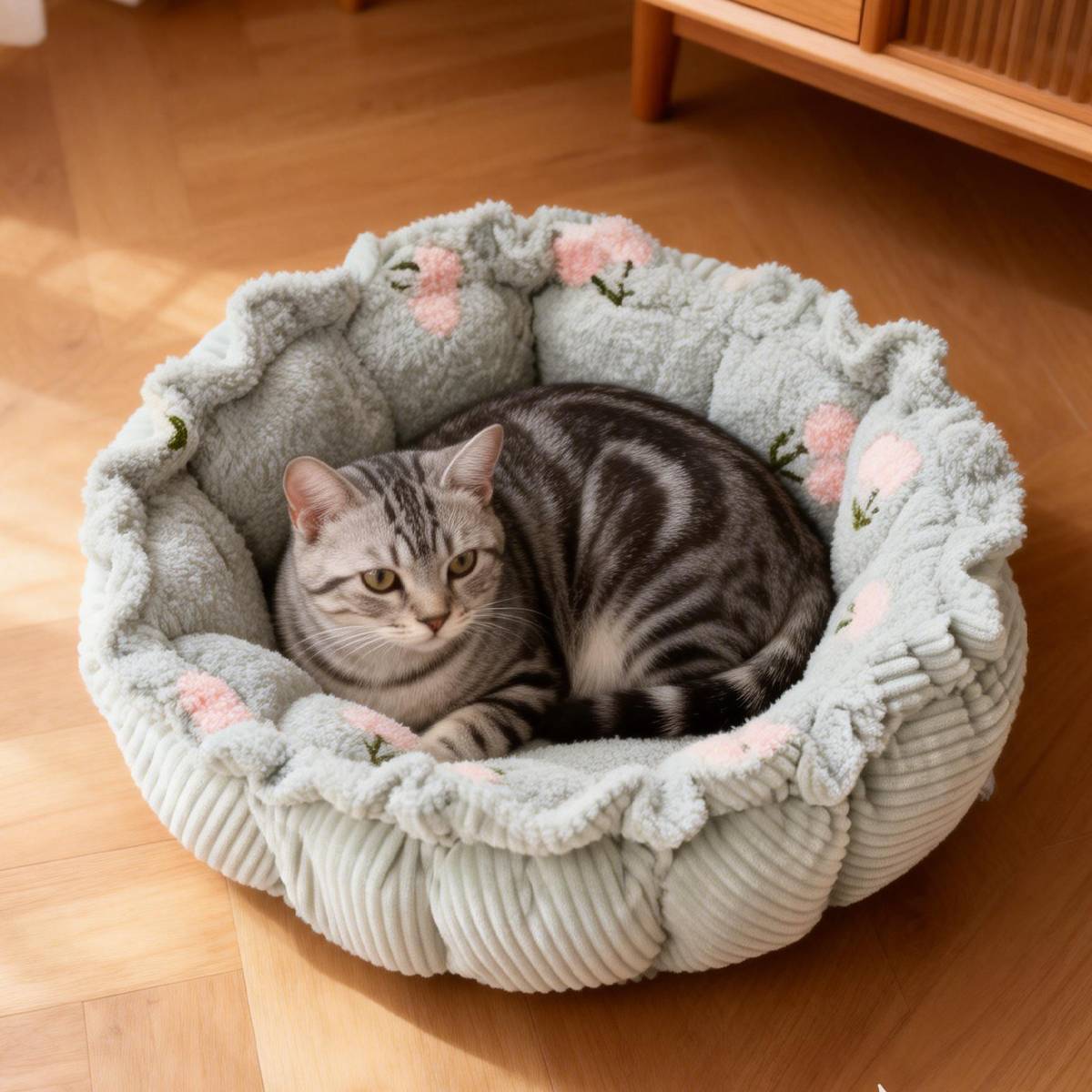Adjustable Pumpkin Cat Bed 2-in-1 Donut Nest Mat