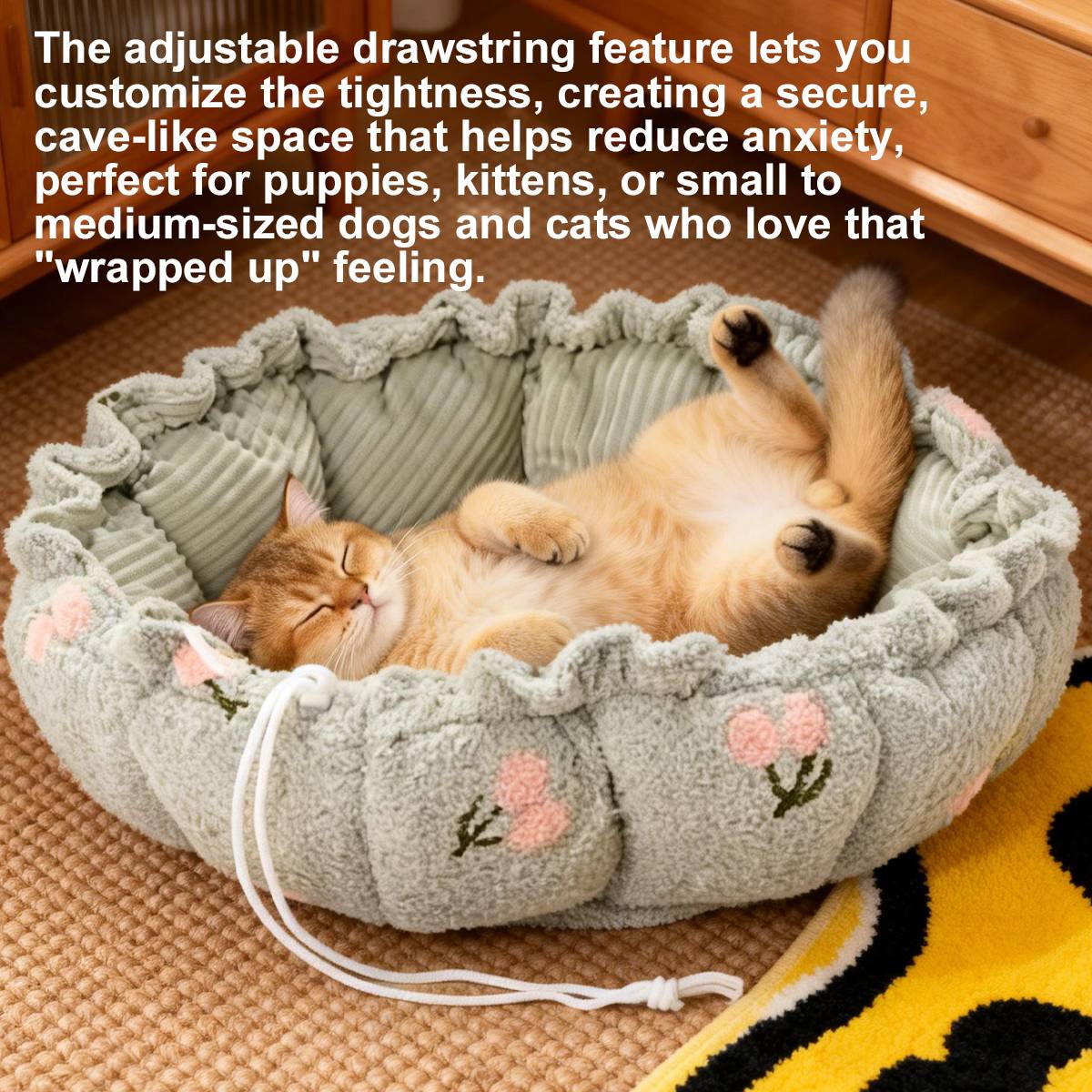 Adjustable Pumpkin Cat Bed 2-in-1 Donut Nest Mat