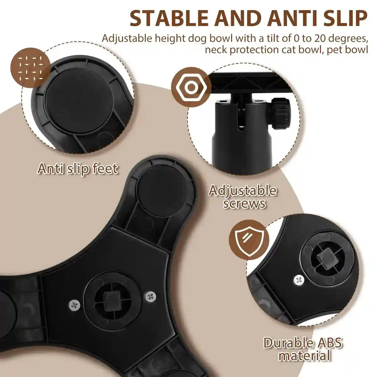 Height Adjustable Pet Bowl Holder For Dogs & Cats
