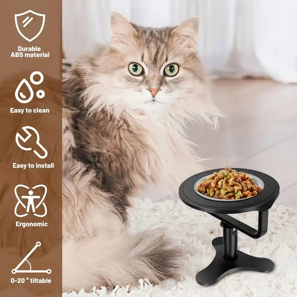 Height Adjustable Pet Bowl Holder For Dogs & Cats