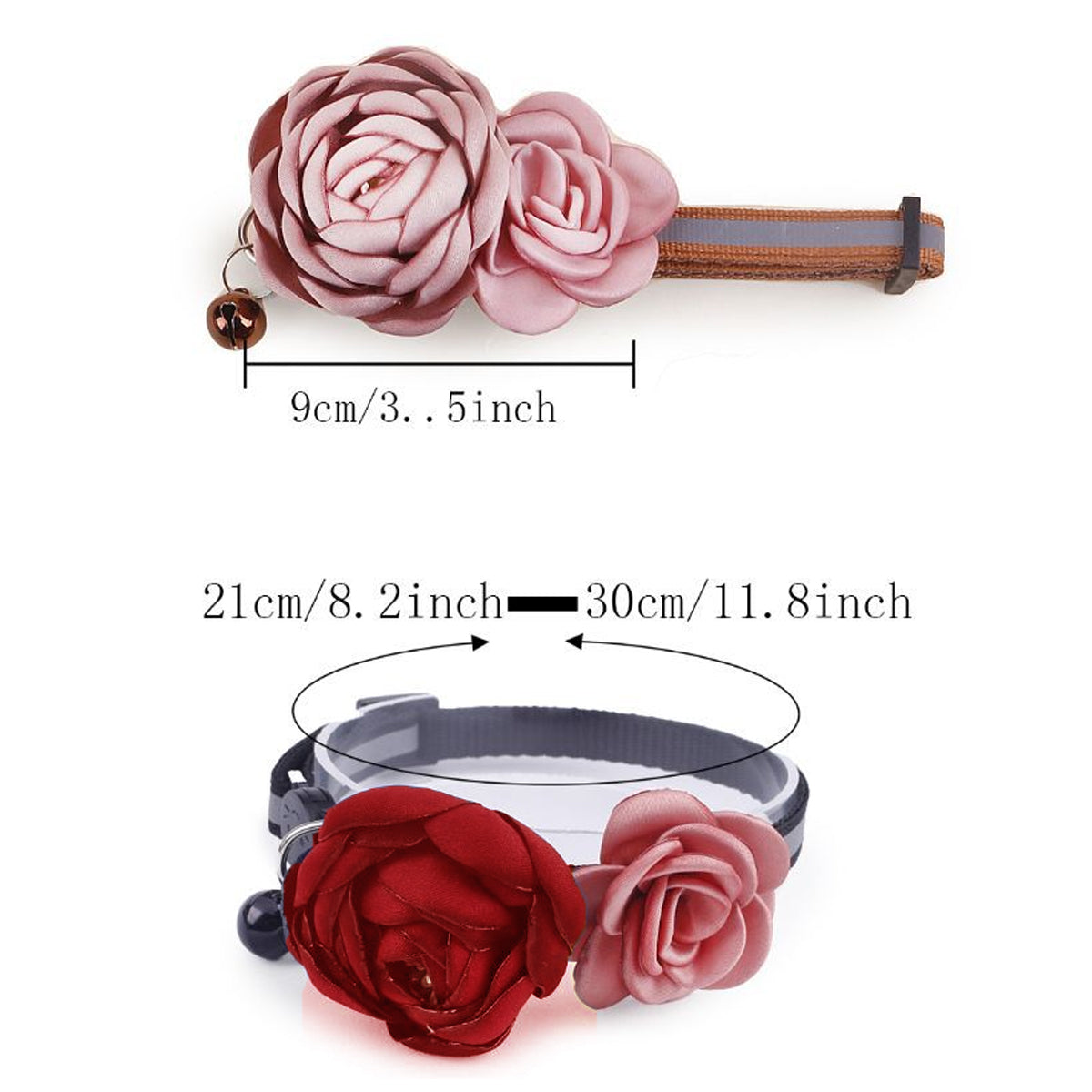 Elegant Adjustable Flower Pet Collar for Cats and Small Dogs