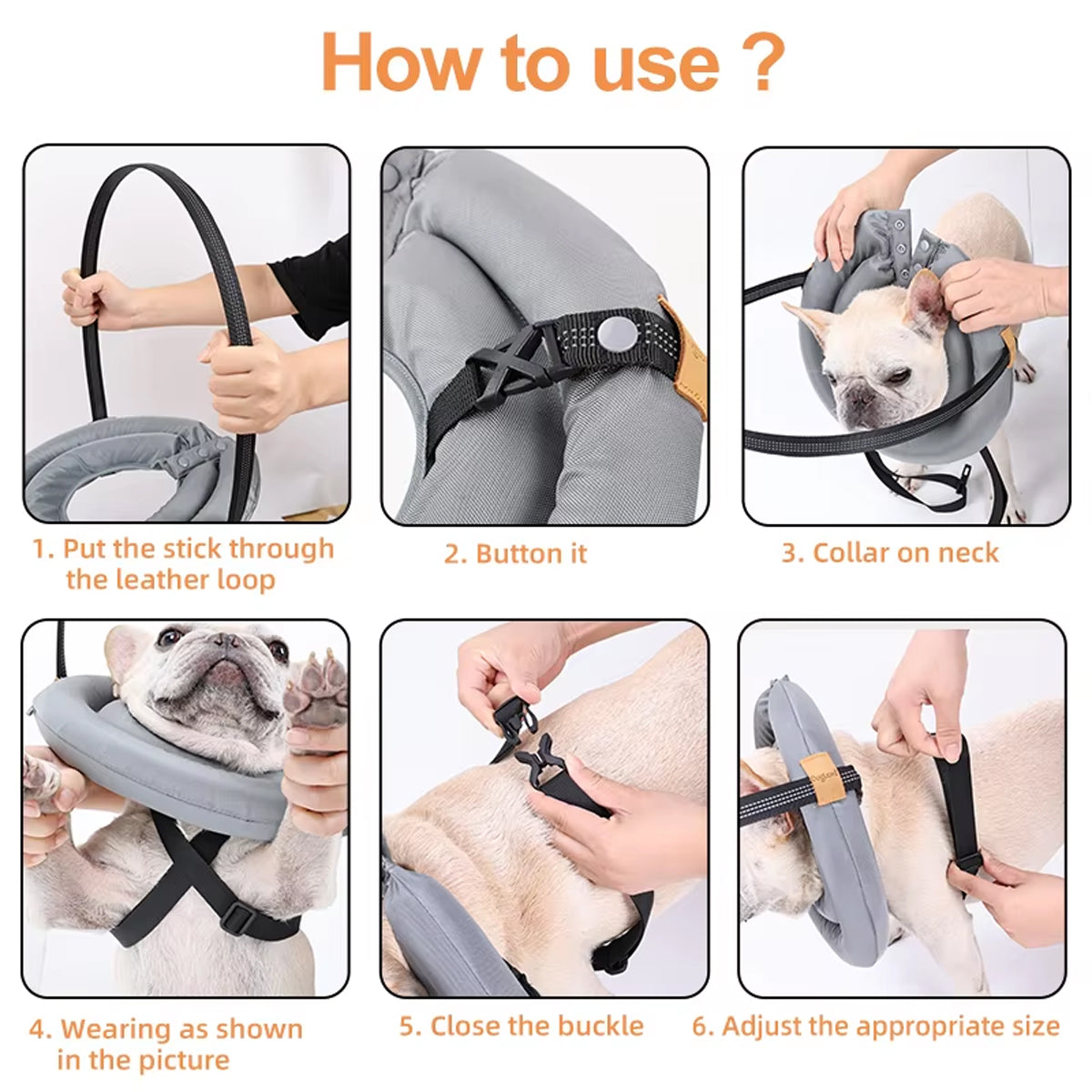 Adjustable Blind Dog Harness With Halo Collar