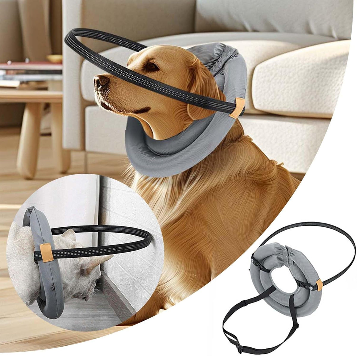 Adjustable Blind Dog Harness With Halo Collar