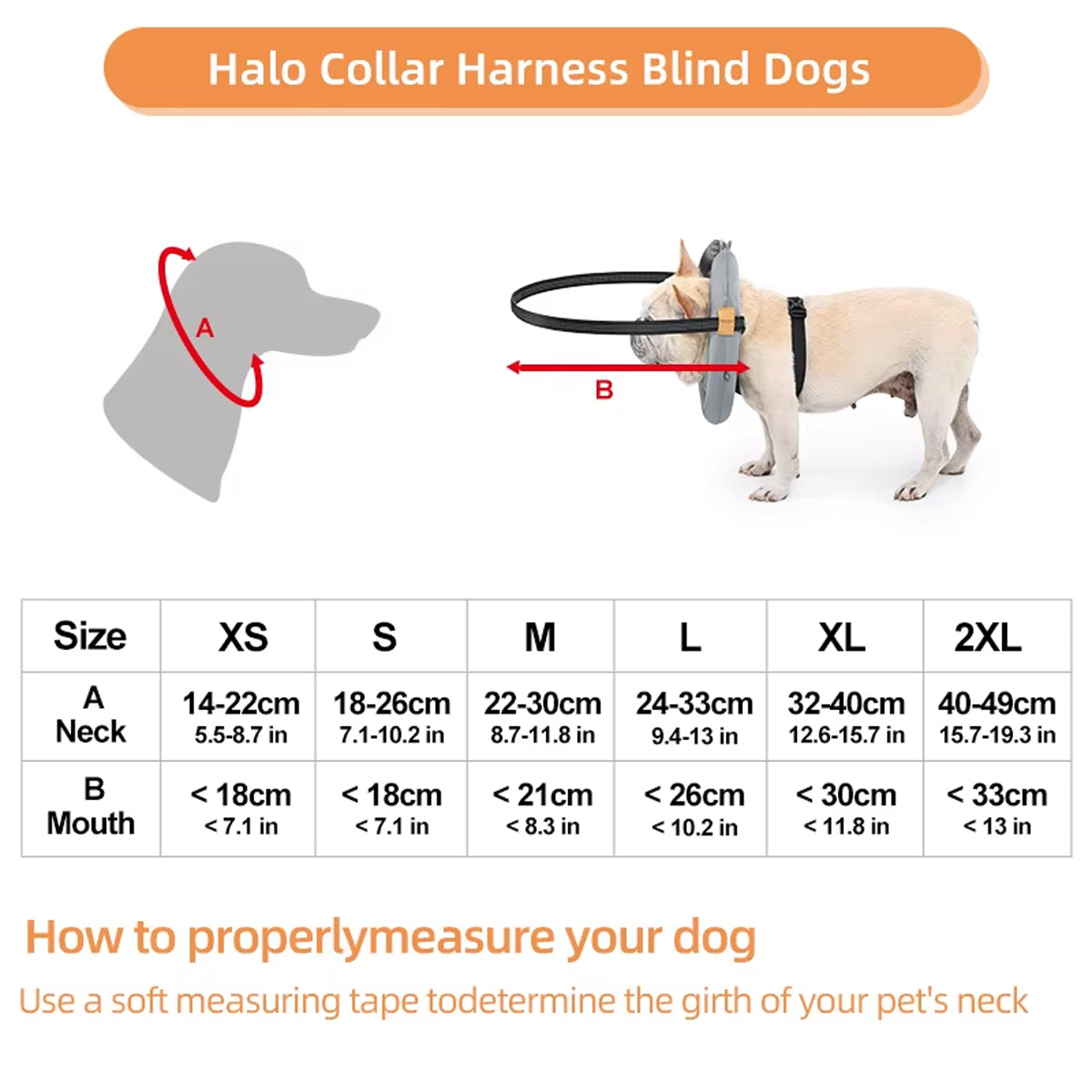Adjustable Blind Dog Harness With Halo Collar