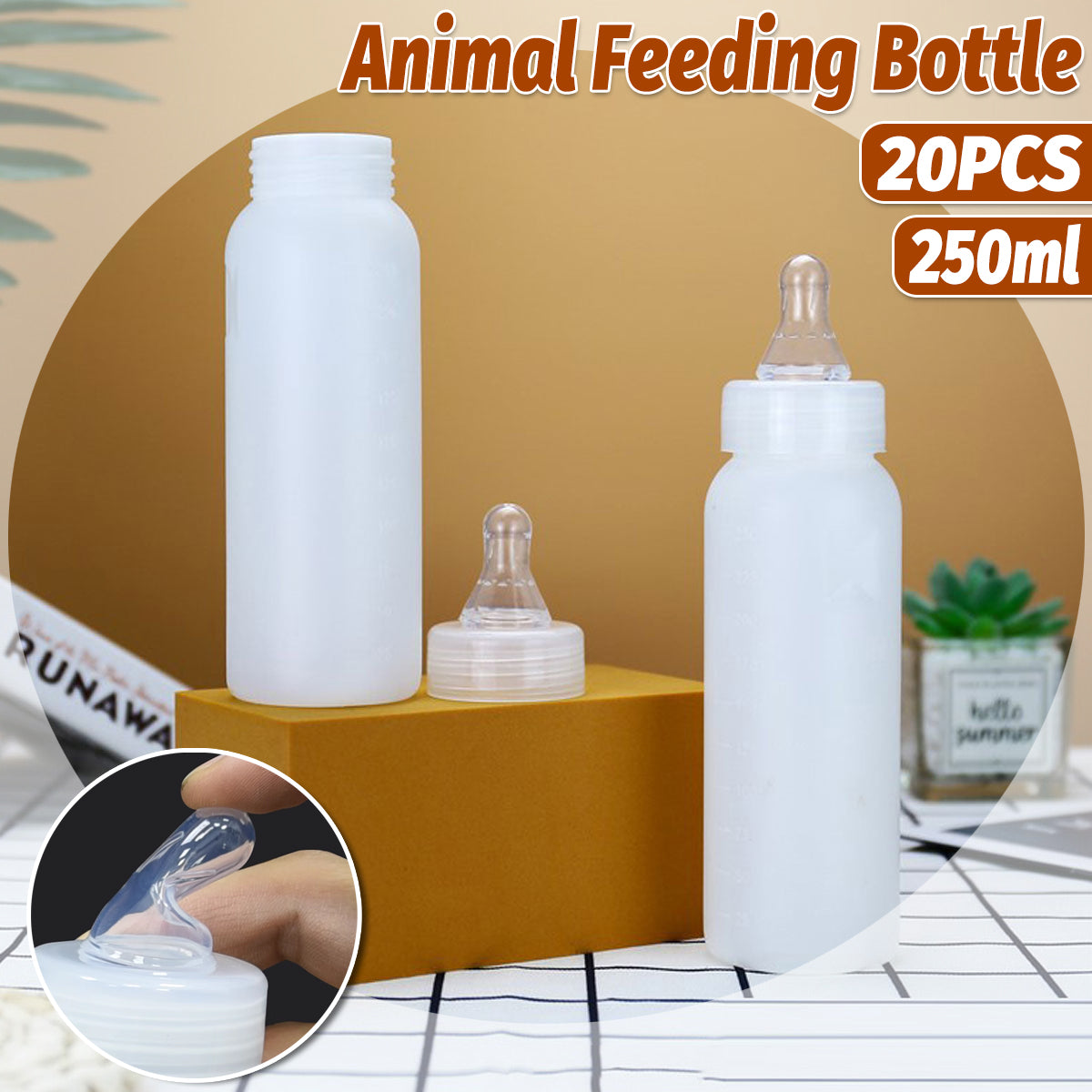 20PCS 250ml Animal Feeding Bottle With Silicone Teat