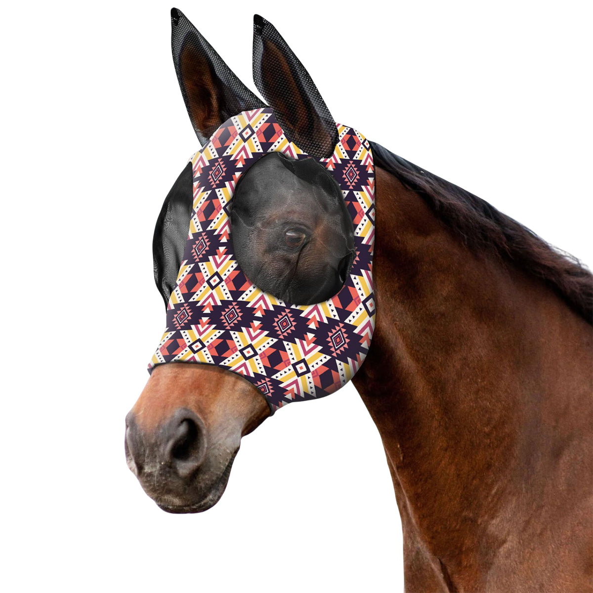 Colorful UV-Blocking Horse Mask with Mesh Eyes and Ear Covers