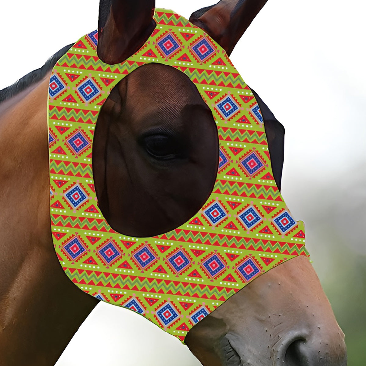 Colorful UV-Blocking Horse Mask with Mesh Eyes and Ear Covers