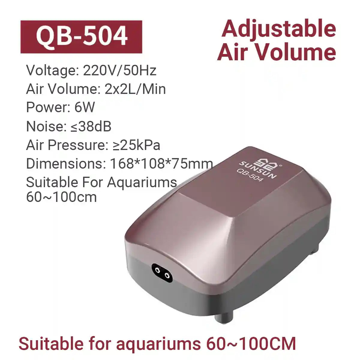 Aquarium Air Pump 4W/6W Oxygen Pump Silence Adjustable for Fish Tank