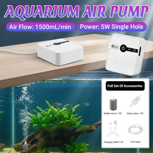 Rechargeable Aquarium Air Pump 5W - Lithium Battery Oxygenator