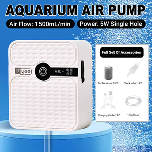 Rechargeable Aquarium Air Pump 5W - Lithium Battery Oxygenator