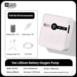 Rechargeable Aquarium Air Pump 5W - Lithium Battery Oxygenator