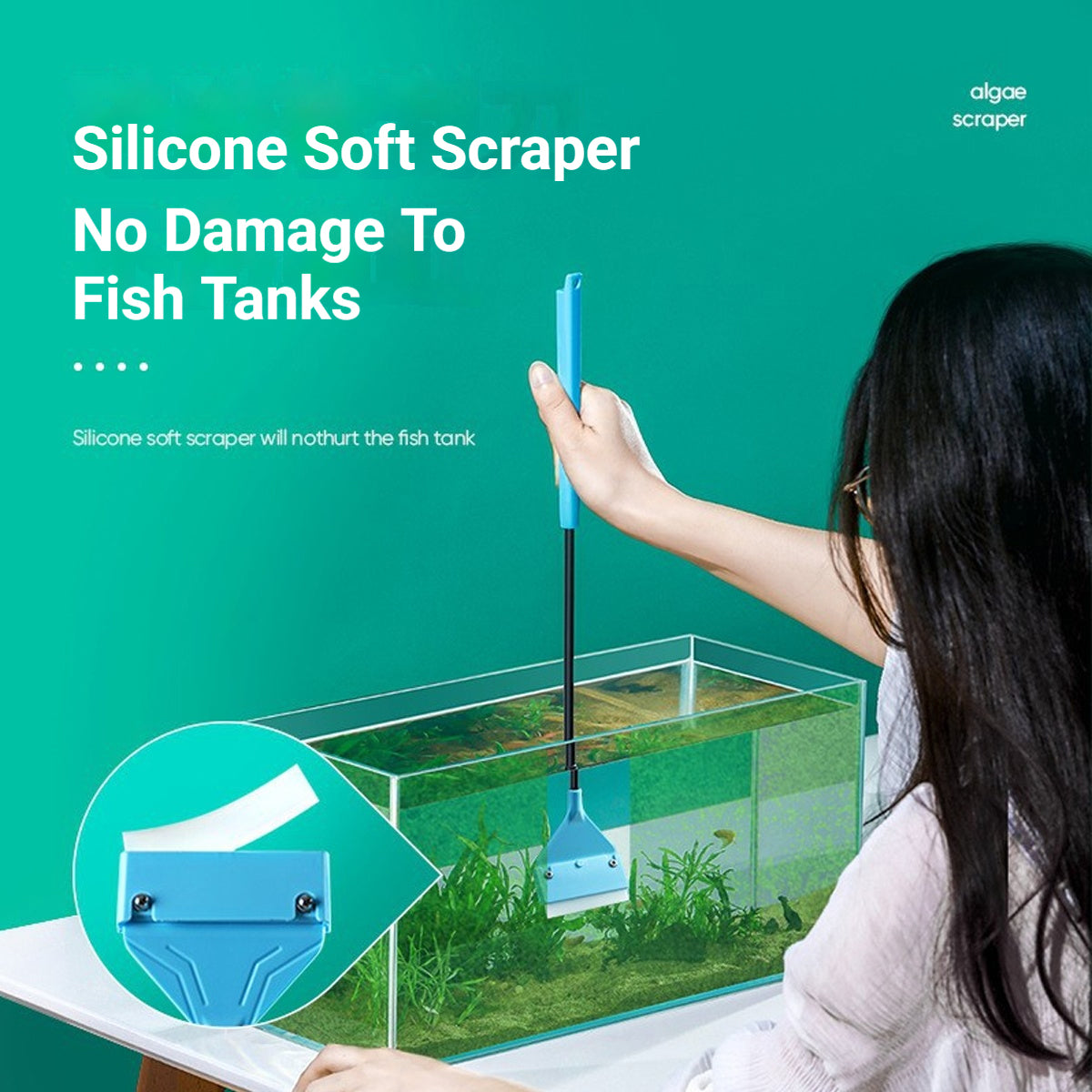 Aquarium Algae Scraper With Stainless Steel Blade