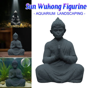 Meditating Resin Monkey Figurine Aquarium & Zen Desk Decor