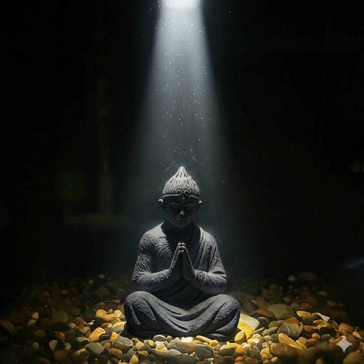 Meditating Resin Monkey Figurine Aquarium & Zen Desk Decor
