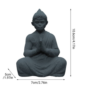 Meditating Resin Monkey Figurine Aquarium & Zen Desk Decor