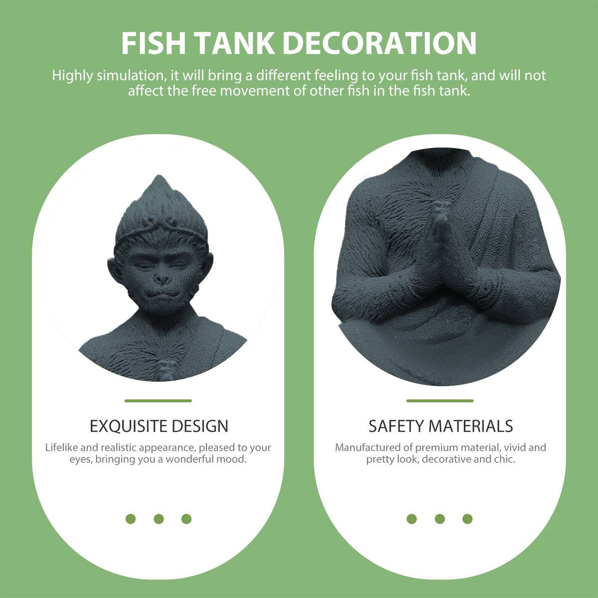 Meditating Resin Monkey Figurine Aquarium & Zen Desk Decor