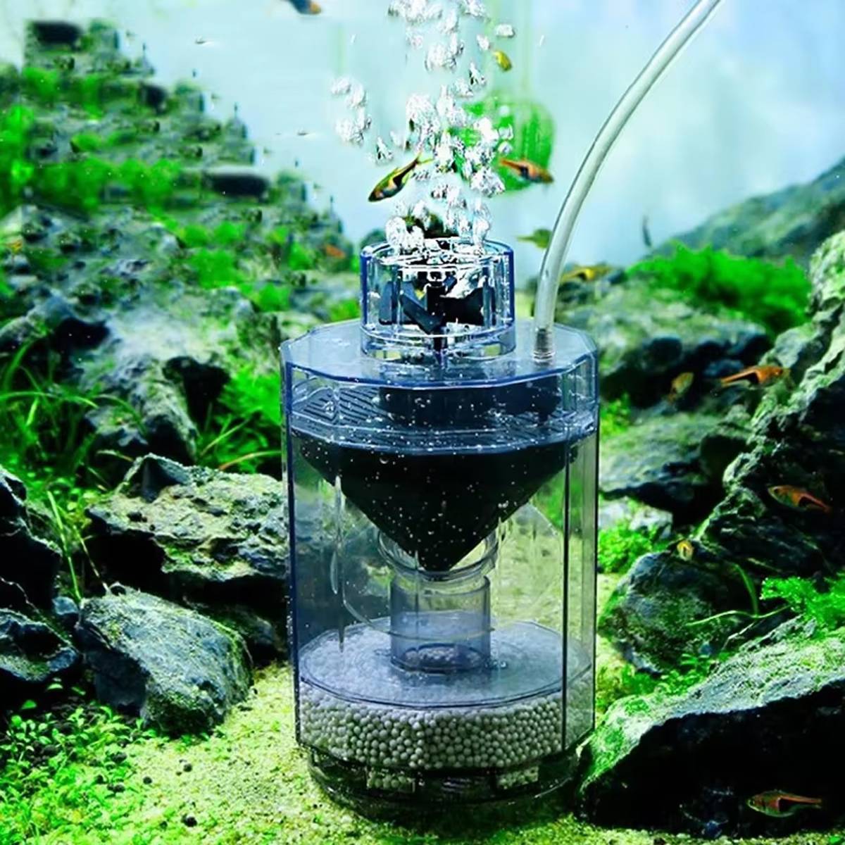 Toilet-Style Aquarium Filter - Suction Oxygenating Fish Tank Filter