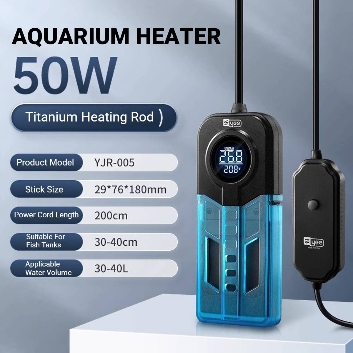 Yee Aquarium Heating Rod 50W - Constant Temperature Fish Tank Heater