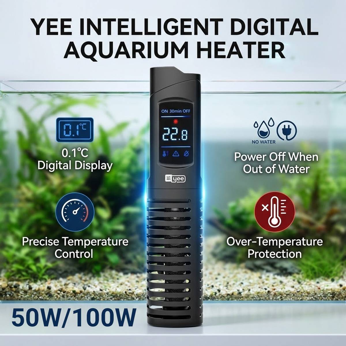 Aquarium Heating Rod - Auto Constant Temperature Fish Tank Heater