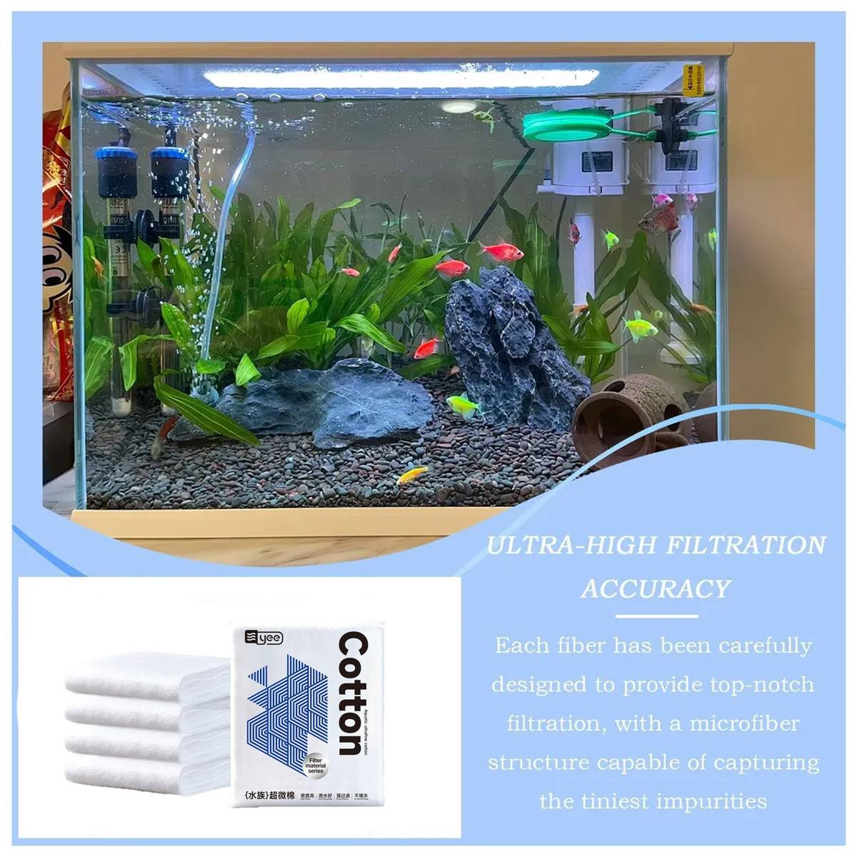 Aquarium Filter Cotton - High Density Fish Tank Filter Media (5M)