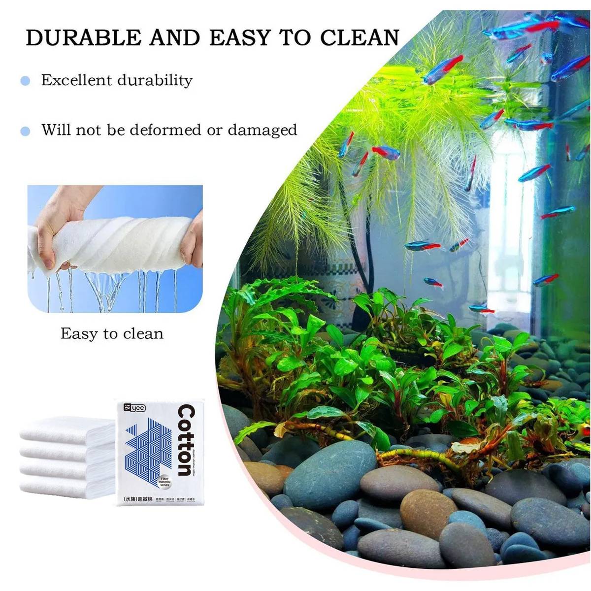 Aquarium Filter Cotton - High Density Fish Tank Filter Media (5M)