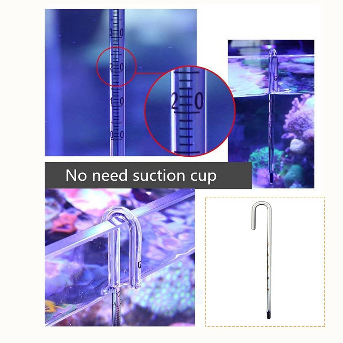 Fish Tank Thermometer - Stick-On LCD Aquarium Temperature Strip