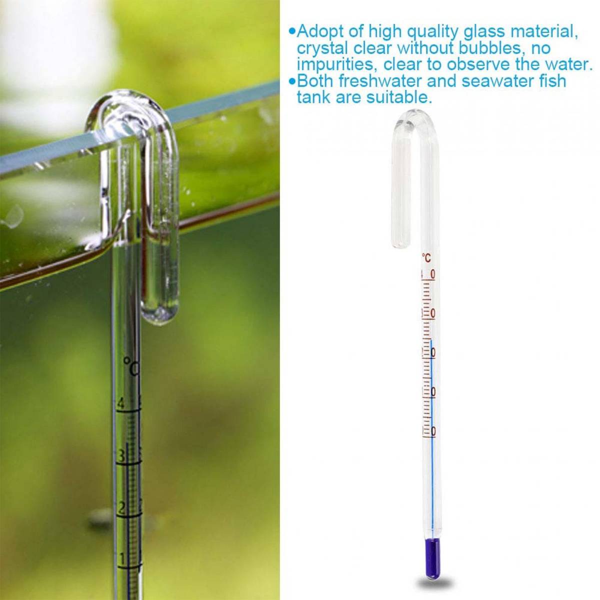 Fish Tank Thermometer - Stick-On LCD Aquarium Temperature Strip