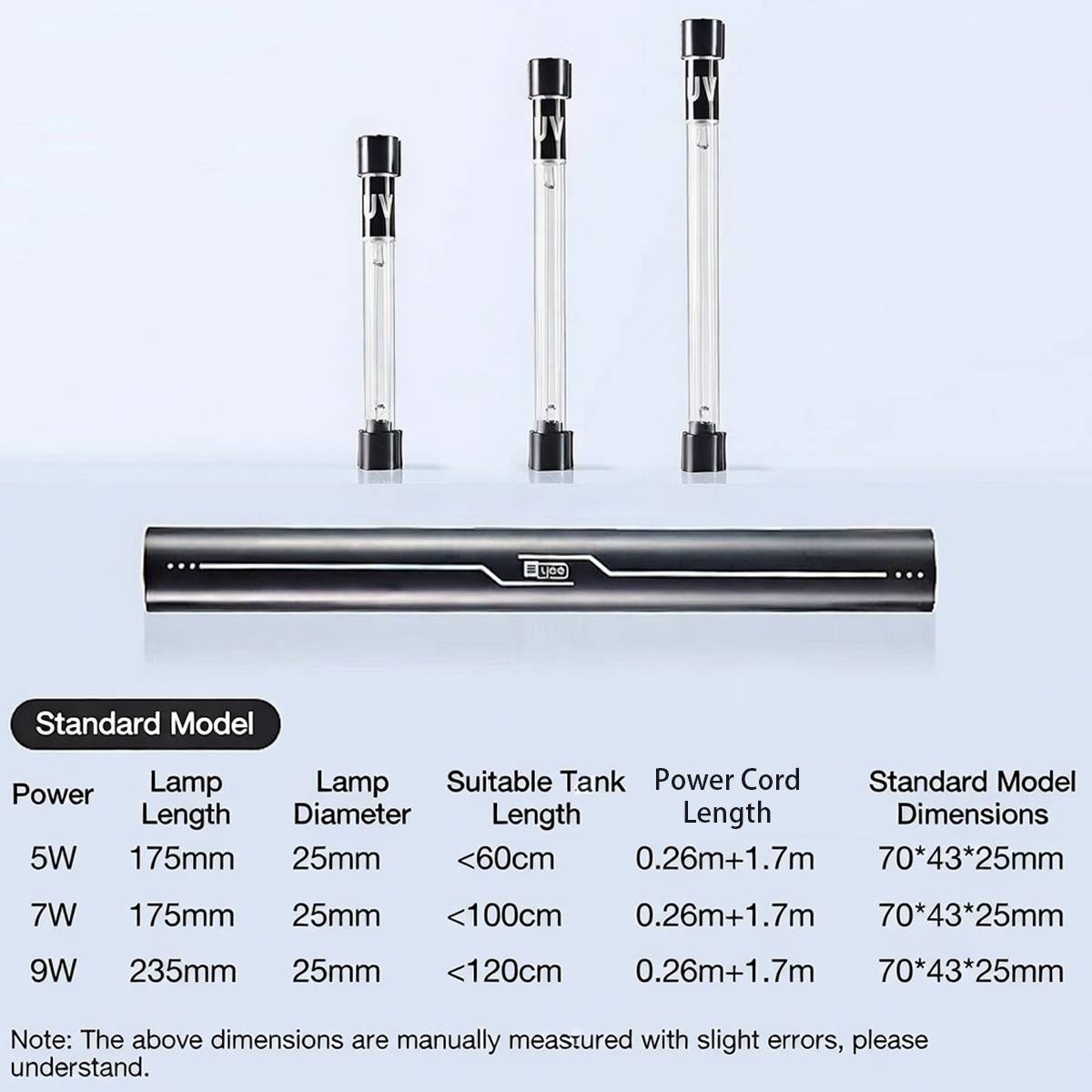 Aquarium UV Sterilizer Lamp - Yee Fish Tank Disinfection (5W/7W/9W)