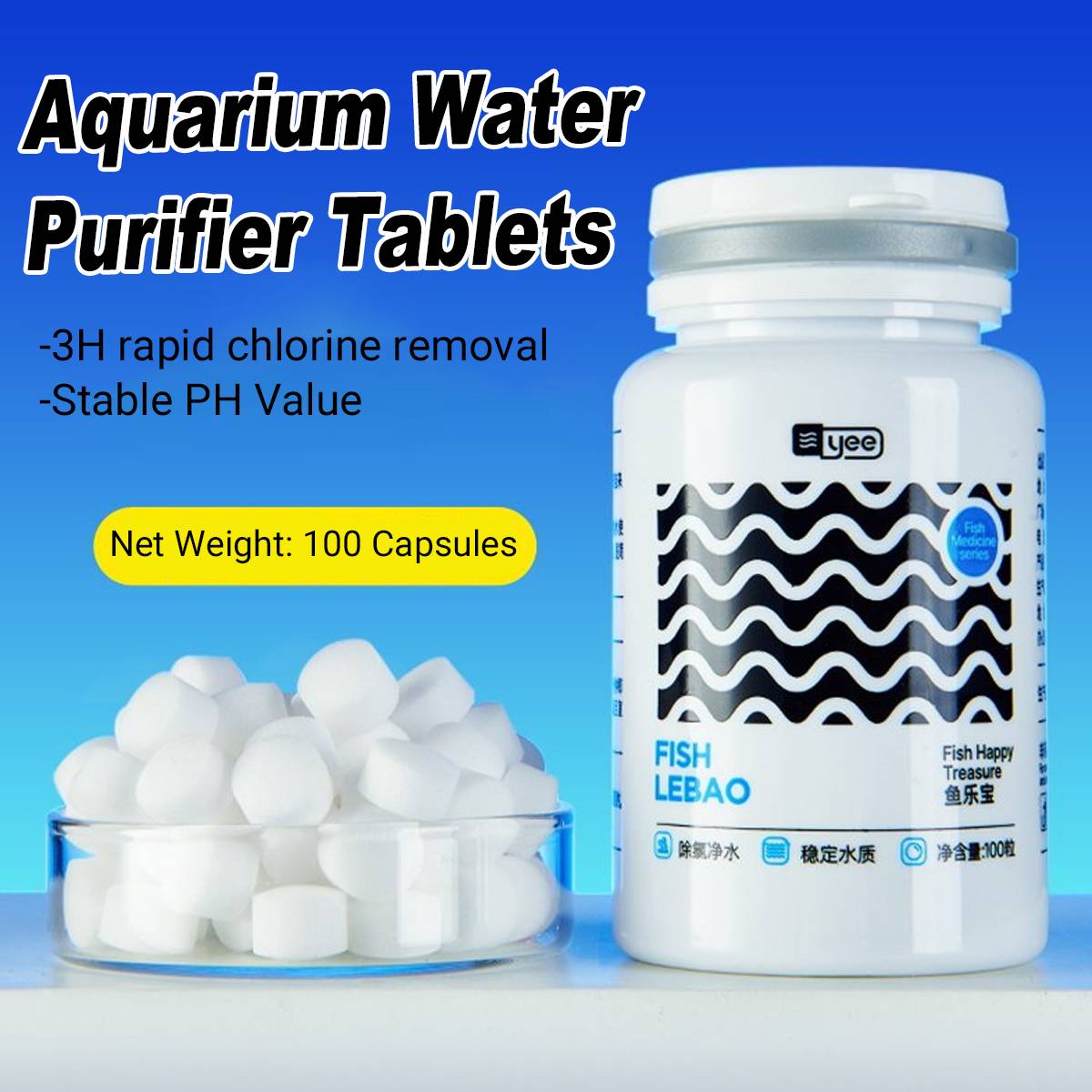 Aquarium Algae Tablets - Yee Purified Water Clarifier for Fish Tanks