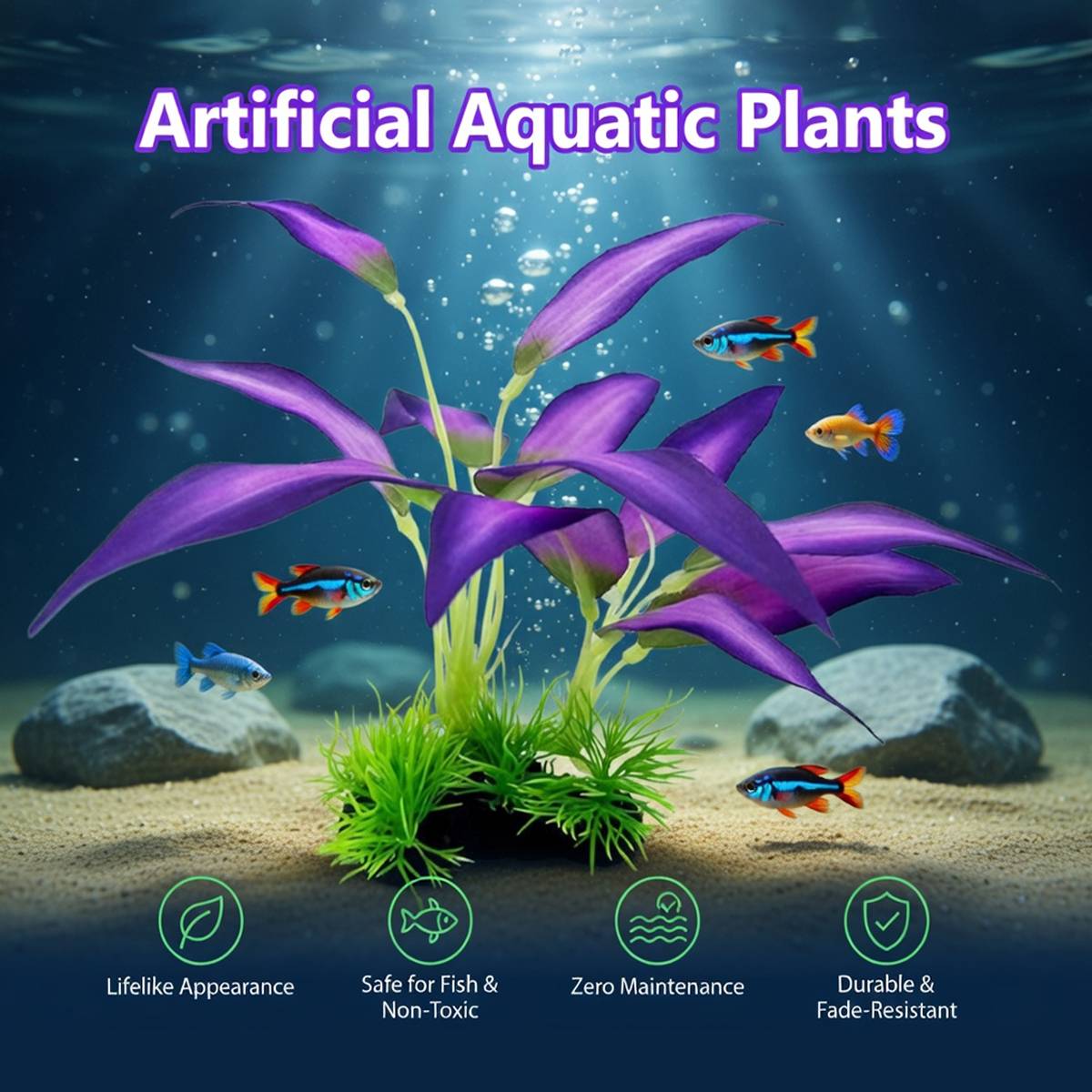 Artificial Aquatic Plants for Fish Tank | Realistic Aquarium Decoration