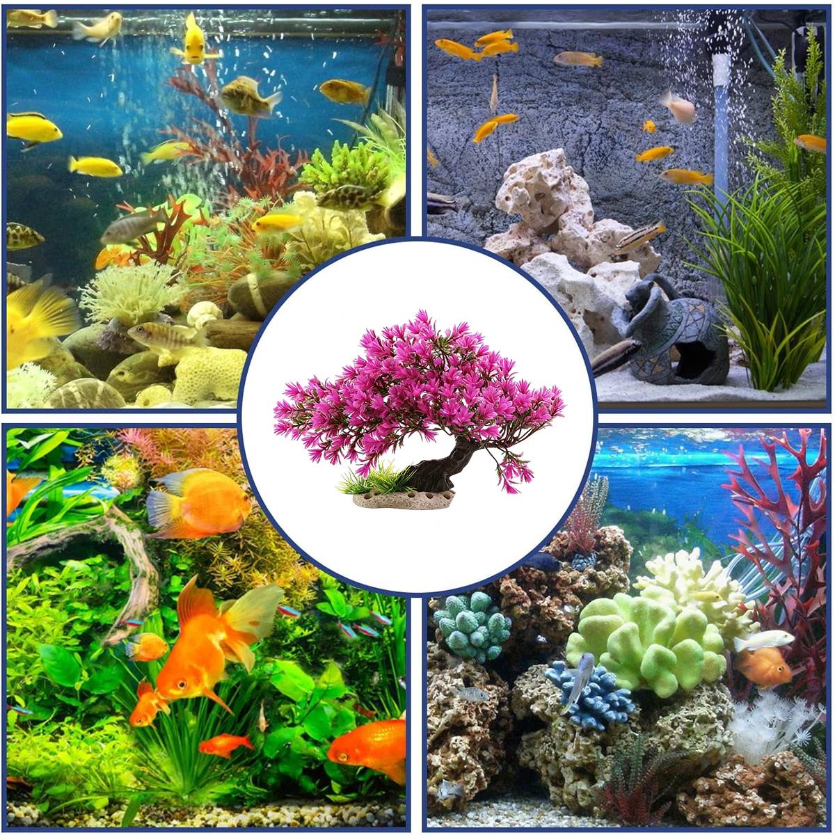Artificial Azalea Tree Aquarium Decoration