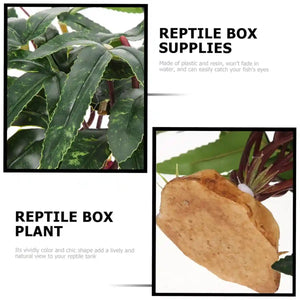 Artificial Reptile Tank Plant Decoration with Resin Base