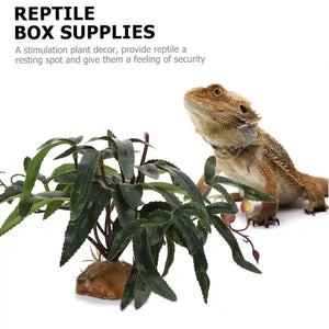 Artificial Reptile Tank Plant Decoration with Resin Base