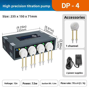 Aquarium Titration Pump DP4 - Reef Tank Dosing Pump 4-Channel