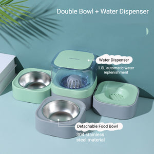 Automatic Pet Water Dispenser With Double Bowls